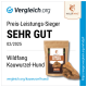 Hundekauspielzeuge in verschiedenen Größen (S, M, L, XL, XXL) aus Baumrinde, beschriftet mit "Baumheide für Hunde aller Größen und Rassen."