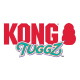 KONG TUGGZ-Logo – fett gedrucktes rotes 'KONG' mit einer roten Spielzeugsilhouette rechts und farbenfrohem türkis-orangem 'TUGGZ'-Schriftzug darunter.