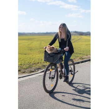 Pet Fahrradtasche Vacation für kleine Hunde, Grau/Blau
