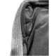 Nahaufnahme eines Reißverschlusses an einer strukturierten Nylon-Tiertransporttasche mit weichem Cord-Plüschfutter.