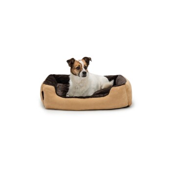 Hundebett mit Wendekissen braun/ beige M