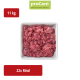 Verpacktes rohes Rindfleischmuskel für Hunde, mit der Aufschrift "proCani" und Text in Deutsch, der 100% natürliche Zutaten anzeigt, Menge 22x.