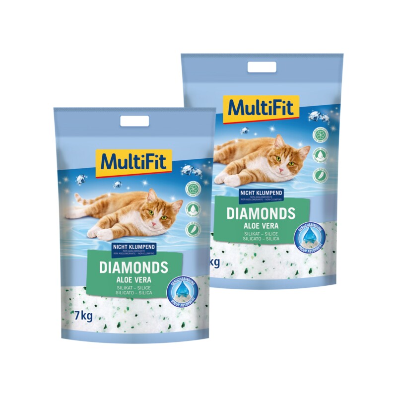 MultiFit Diamonds Aloë Vera silicaat kattenbakvulling 2x16 l
