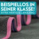 Graues Haustierhandtuch mit pinkem Rand, mit dem Text: "BEISPIELLOS IN SEINER KLASSE! EXTRA WERTIG & LANGLEBIG."