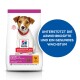 Hill's Science Plan Welpenfutterbeutel mit einem kleinen Hund, beschriftet mit "WELPE <1" und "HÜHNCHEN," das Immununterstützung und Wachstum fördert.