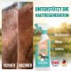 Eine "GREEN HERO" Sprühflasche mit einem Pferdegrafik auf Türkis, die natürliche Inhaltsstoffe für junge Tiere hervorhebt.