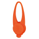 Helle orangefarbene Haustierkotbeutelspender in Form eines Knochens, mit einer Schlaufe zur einfachen Befestigung an Leinen oder Taschen.