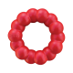 Jouet pour chien anneau en caoutchouc KONG rouge composé de boules reliées, anneau à mâcher circulaire avec logo « KONG » en relief