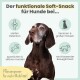 Brauner älterer Hund mit grauem Fang; deutscher Text 'Der funktionale Soft-Snack für Hunde bei...' und Mobilitäts-Icons.