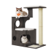 Ein stilvoller Katzenbaum mit zwei Katzen: einer flauschigen Ragdoll, die auf einem oberen Regal liegt, und einer silbernen Perserkatze, die aus einem gemütlichen Fach darunter schaut.