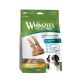 Opakowanie Whimzees Wellness Daily Dental Treats (kształt poroża), 12 przysmaków, rozmiar M dla psów 12–18 kg, wspiera zdrowie jamy ustnej
