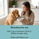 Woman offering bowl to golden retriever; text: "Directions for use: 1 cap/teaspoon (5ml) per 250ml water daily. Shake well."