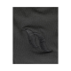 Schwarzer Stoff mit einem subtilen gestickten Logo, das zwei gebogene Linien ähnelt.