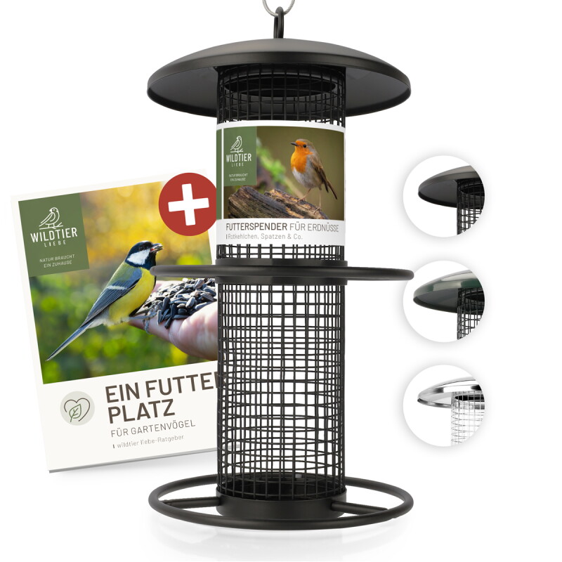 wildtier liebe Futterspender für Erdnüsse 26cm, Schwarz