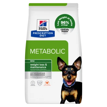 Hill's Prescription Diet Metabolic Mini – perte de poids et maintien ; « 96 % ont perdu du poids à la maison, cliniquement prouvé ».