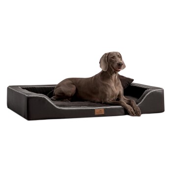 ® Orthopädisches LUXUS-Hundebett MELODY LATEX Soft Kunstleder Velours schwarz 1,5 m, 22 cm, 1 m
