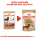 Bild, das zwei Verpackungen von Royal Canin Hundefutter für Dachshunde vergleicht, das neues Design und unveränderte Rezeptur hervorhebt.