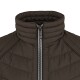Braune gesteppte Haustierjacke mit hohem Kragen und Reißverschluss, die ein elegantes Design für kältere Wetterbedingungen zeigt.
