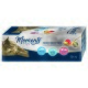Eine Box mit "Moments to Enjoy - Mixed Selection" Katzenfutter, die eine sich entspannende getigerte Katze und drei Geschmäcker zeigt: Thunfisch, Thunfisch & Huhn mit Käse, Huhn & Thunfisch.