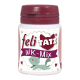 Behälter von FeliTatz WK-Mix für Katzen, mit einer verspielten Katzenillustration und einem kastanienbraunen Deckel.