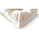 Beige Haustierbett mit einem plüschigen, gepolsterten Design, das eine weiche Textur und abgerundete Kanten zeigt.
