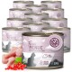 Dosen Beavet Feines Menü Katzenfutter mit Ente und Himbeeren, 98 % Fleisch, zucker- und getreidefrei, je 200g.