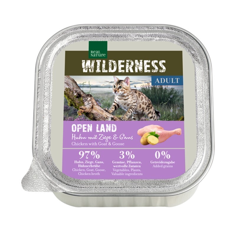 REAL NATURE WILDERNESS natvoer kat, Adult 16x100 g Scharrelkip met geit en gans