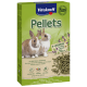 Emballage de Vitakraft Pellets mettant en avant deux lapins mignons, soulignant une nourriture complète à base de plantes avec de la luzerne, des vitamines et des fibres élevées.