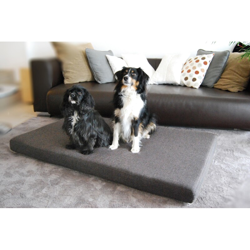 Tierlando ANTON VISCO PLUS - Orthopädische Hundematratze mit Handwebcharakter schwarz/ graphit 75 cm, 9 cm, 55 cm