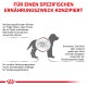 Infografik zu Verdauungsproblemen bei Hunden, die eine Hundesilhouette und Symptome wie Erbrechen und Durchfall zeigt, und maßgeschneiderte Ernährung hervorhebt.