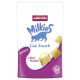 Tüte Animonda Milkies Cat Snack mit blauem Katzenlogo und mit Creme gefüllten Cerealienhäppchen; sichtbarer Text: 'Wellness'.