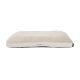 Ein weiches, rechteckiges Haustierbett in Beige mit einer strukturierten Oberfläche und einem grauen Fischgrätmuster, mit einem kleinen "Scruffs"-Label.