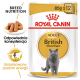 Opakowanie karmy dla kotów Royal Canin Adult British Shorthair, prezentujące szarego kota brytyjskiego i podkreślające żywienie specyficzne dla rasy.