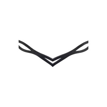 Schwarzes Leder-Haustierhalsband mit einem einzigartigen V-förmigen Design und zwei verstellbaren Riemen.