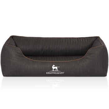 Orthopädisches Hundebett Tampa aus laser-gestepptem Kunstleder schwarz M-L