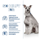 Hund auf blauem Hintergrund mit deutschem Text, der die Produktvorteile hervorhebt: bessere Verdauung, Nährstoffaufnahme, Darmbakterien und Immunsupport.