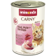 Blik Animonda CARNY, Rind, Pute + Shrimps (Rund, Kalkoen + Garnalen), Adult 1+, oranje gestreepte kat