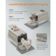 Beige Katzentoilette mit zwei Eingängen; Katzen nutzen oberen und vorderen Zugang; Text 'Doppeleingang für perfekten Zugang'.