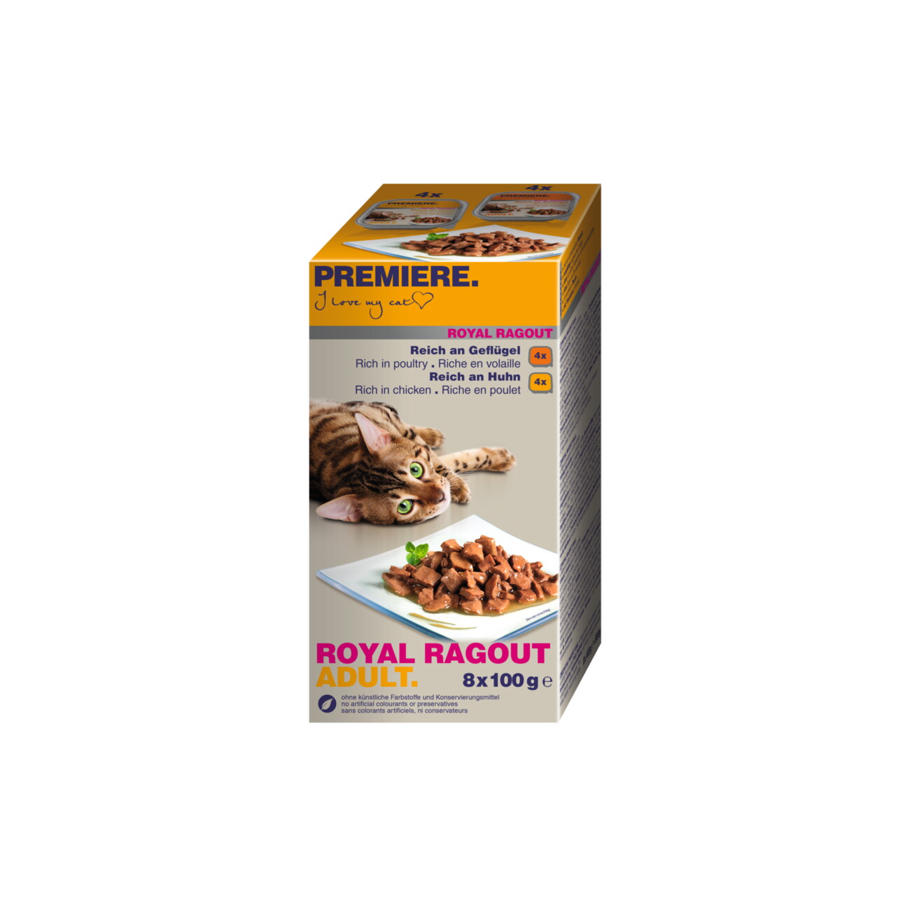 PREMIERE Royal Ragout Nassfutter Katze Adult Multipack 8x100g