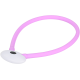 Ein pinkfarbener Silikon-Haustierhalsband mit einem weißen runden Verschluss, der einen Power-Button in der Mitte hat.