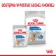 Opakowanie karmy dla psów Royal Canin Light Weight Care, z małą saszetką (85g) i większą torbą, z obrazkiem psa i tekstem podkreślającym korzyści.