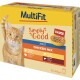MultiFit 'Simply Good' cat food box with orange tabby, 'SAUCE' bowl image and 'Adult Chicken Mix' label (92x100g)