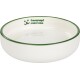 White ceramic pet bowl with a green rim, featuring the logo "fressnapf maxi zoo" printed on the inside.