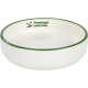 White ceramic pet bowl with a green rim, featuring the logo "fressnapf maxi zoo" printed on the inside.