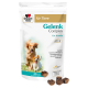 Beutel 'Doppelherz für Tiere Gelenk Complex für Hunde' mit zwei laufenden Hunden und herzförmigen Kautabletten; Aufdruck '60 Chews'.