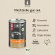 LIEBESGUT Bio-Lachs Hundefutterdose, Slogan "Weil Liebe gut tut", glutenfrei, getreidefrei, laktosefrei, Single-Protein