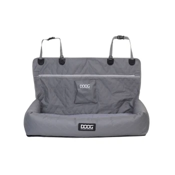 Car Seat - GREY - Large Grau Hundeautositzbezug mit gestepptem Muster, mit verstellbaren Riemen und einer Tasche mit der Aufschrift "DOOG."