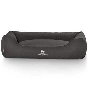 Hundebett Crispino aus Velours mit Handwebcharakter schwarz XXL