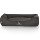 Hundebett Crispino aus Velours mit Handwebcharakter schwarz XXL