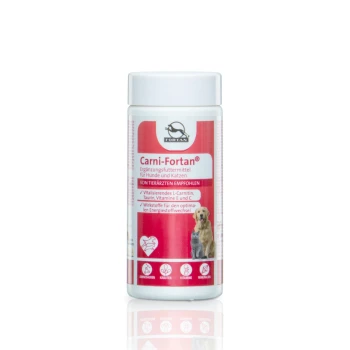 Carni-Fortan Pulver mit L-Carnitin 80 g Carni-Fortan Ergänzung für Hunde und Katzen, mit L-Carnitin, Taurin und den Vitaminen E und C, empfohlen von Tierärzten.